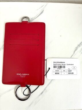NWT red leather Dolce & Gabbana card holder wallet
